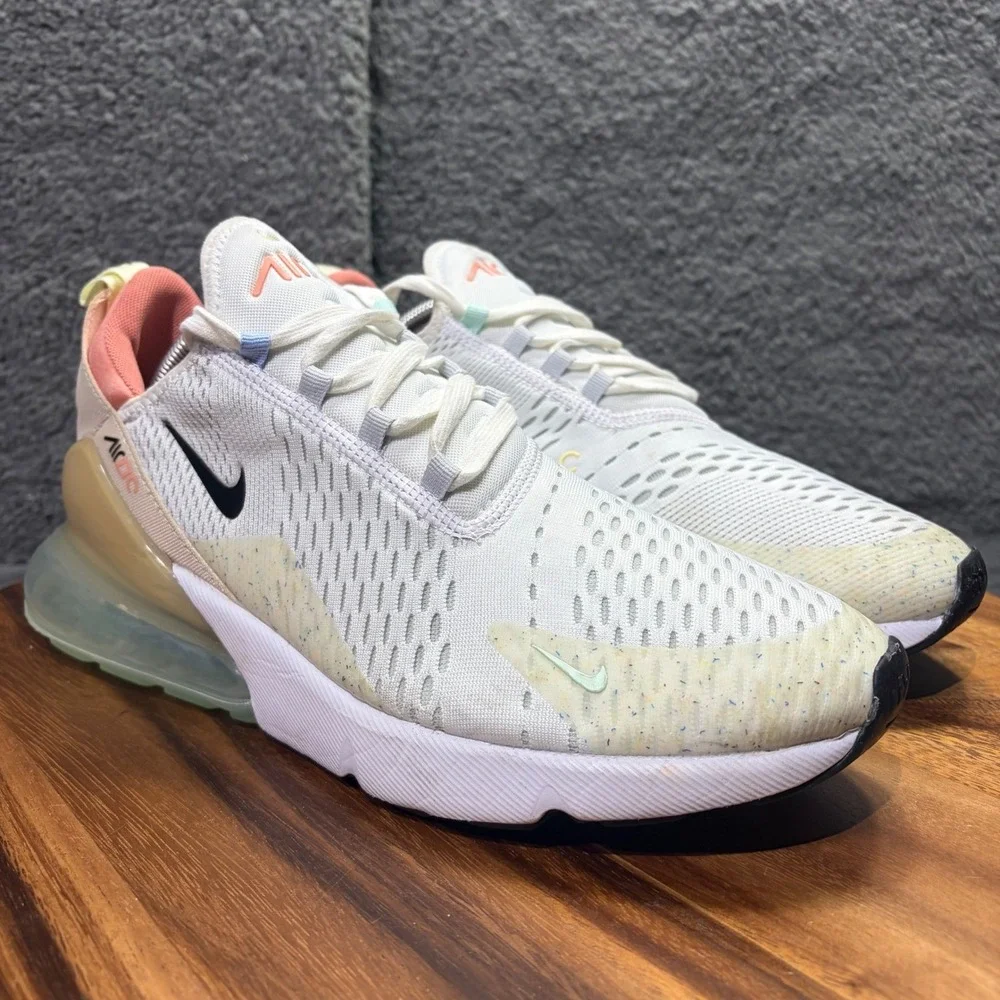 Nike‎ Air Max 270 Mens 11.5 White Sea Glass Arctic Orange DQ7642-100 Sneakers